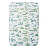 Elegant Blauw Groen Kruiden Tuin Patroon Badmat (Voorkant Verticaal)