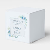 Elegant blauw groen namen bruiloft bedankdoosjes (Voorkant Zijde)