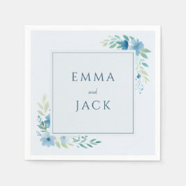 Elegant blauw groen namen bruiloft servet