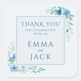 Elegant blauw groen namen bruiloft vierkante sticker