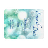 Elegant Blauw Groen Sparkling Sneeuwvlok Waterverf Magneet (Horizontaal)