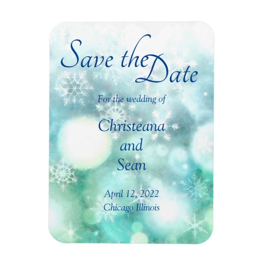 Elegant Blauw Groen Sparkling Sneeuwvlok Waterverf Magneet (Verticaal)