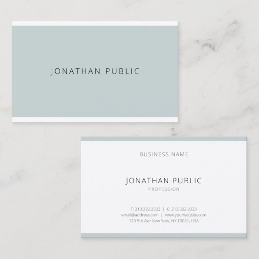 Elegant blauw groen strak Sjabloon trendy modern Visitekaartje (Voorkant / Achterkant)