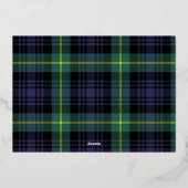 Elegant Blauw Groen Tartan Kerst Niet-Foto Folie Feestdagenkaart (Achterkant)