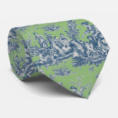 Elegant blauw groen toile de jouy bedrukt stropdas (Opgerold)
