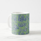 Elegant  blauw groen toile de jouy koffiemok (Voorkant links)