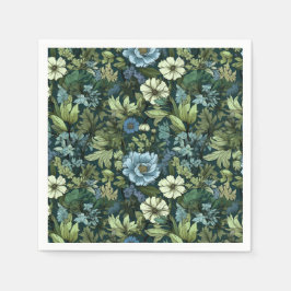 Elegant Blauw & Groen Victoriaans Wildflower Patro Servet