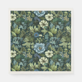 Elegant Blauw & Groen Victoriaans Wildflower Patro Servet