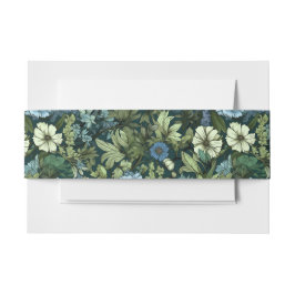 Elegant Blauw & Groen Victoriaans Wildflower Patro Uitnodigingen Wikkel