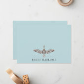 Elegant  Blauw Groen Vlakke Nota Kaart Notitiekaartje (Voorkant / Achterkant in situ)