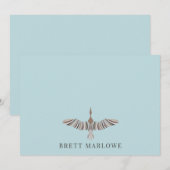 Elegant  Blauw Groen Vlakke Nota Kaart Notitiekaartje (Voorkant / Achterkant)