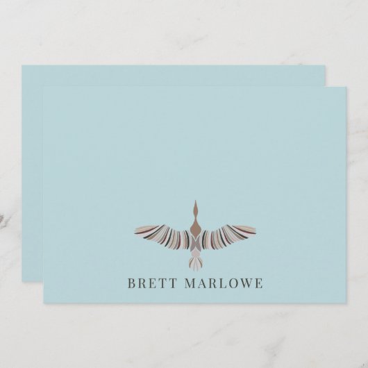 Elegant  Blauw Groen Vlakke Nota Kaart Notitiekaartje (Voorkant / Achterkant)