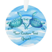 Elegant Blauw Groen Waterverf Kissing Zee Schildpa