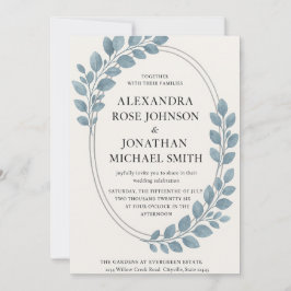 Elegant blauw groen & zilver ovaal modern kaart