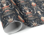 Elegant Blauw Harlekijn, Zwart Cadeaupapier (Rol Hoek)