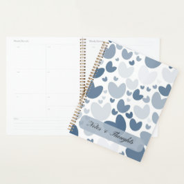 Elegant Blauw Hartjes Patroon Aangepaste Naam Plan Planner
