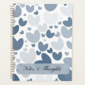 Elegant Blauw Hartjes Patroon Aangepaste Naam Plan Planner (Voorkant)