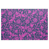 Elegant Blauw & Heet Roze Bloemen Damasks Stof (Fat Quarter)