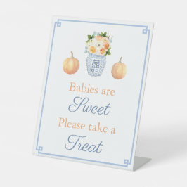 Elegant Blauw Herfst In Liefde Baby shower Favor T Reclamebord Met Voetstuk