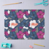 Elegant Blauw Hibiscus Bloempatroon (2) Tissuepapier (Craft)