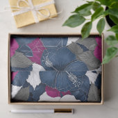 Elegant Blauw Hibiscus Bloempatroon (2) Tissuepapier (Geschenk)