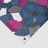 Elegant Blauw Hibiscus Bloempatroon (2) Tissuepapier (Detail)