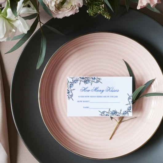 Elegant Blauw Hoeveel Kisses Jar Games Bruids Kaar Informatiekaartje