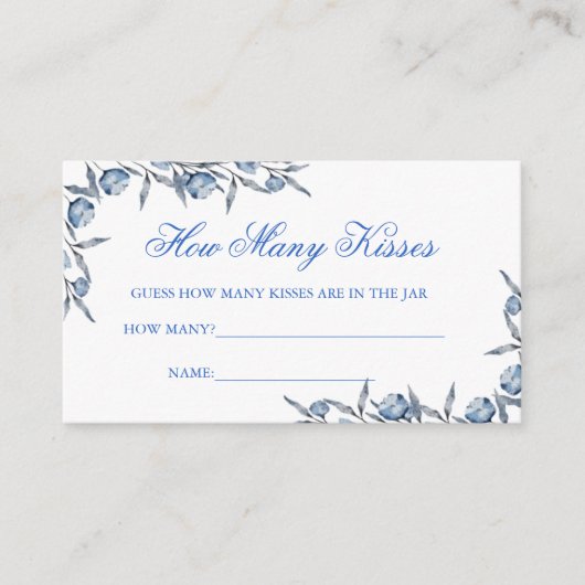 Elegant Blauw Hoeveel Kisses Jar Games Bruids Kaar Informatiekaartje (Voorkant)