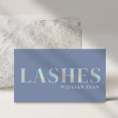 Elegant Blauw Holografisch Lash Technicus Visitekaartje