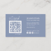 Elegant Blauw Holografisch Monogram Visitekaartje (Achterkant)