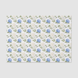 Elegant Blauw Hortensia Bloemenpatroon Tissuepapier