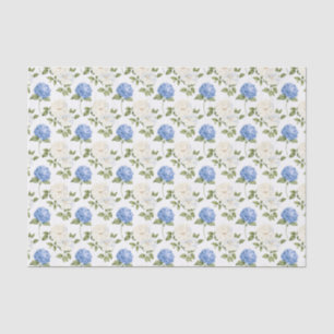 Elegant Blauw Hortensia Bloemenpatroon Tissuepapier