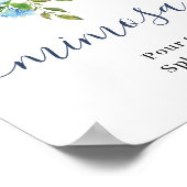 Elegant Blauw Hortensia Mimosa Bar Trouwbord Poster (Hoek)