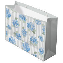 Elegant Blauw Hortensia Patroon Grijze Streep 