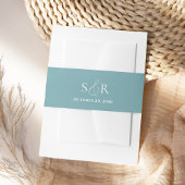 Elegant Blauw Huwelijk Monogram Eenvoudig Uitnodigingen Wikkel