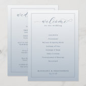 Elegant Blauw Huwelijksceremonieprogramma Programmakaart (Voorkant / Achterkant)