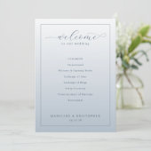 Elegant Blauw Huwelijksceremonieprogramma Programmakaart (Staand voorkant)