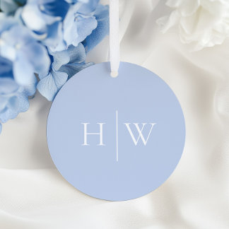 Elegant Blauw Huwelijksmonogram Bedankjes Labels