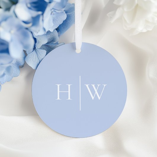Elegant Blauw Huwelijksmonogram Bedankjes Labels