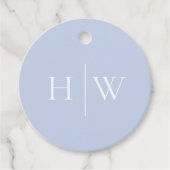 Elegant Blauw Huwelijksmonogram Bedankjes Labels (Voorkant)