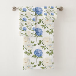 Elegant Blauw Hydragea Bloemen Patroon Bad Handdoek