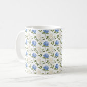 Elegant blauw Hydragea bloemen patroon Koffiemok (Voorkant links)