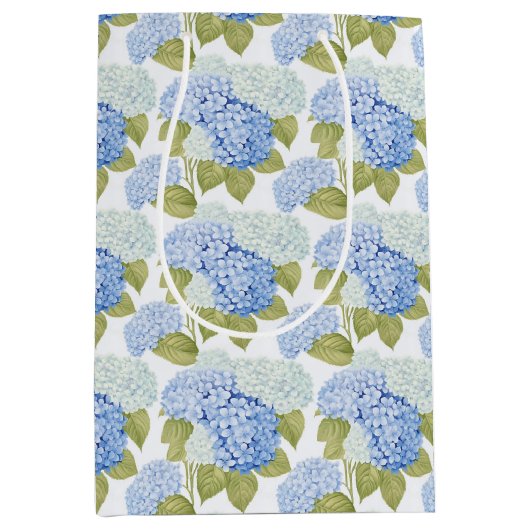Elegant blauw Hydragea bloemen patroon Medium Cadeauzakje (Voorkant)