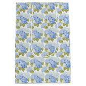 Elegant blauw Hydragea bloemen patroon Medium Cadeauzakje (Achterkant)