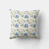 Elegant Blauw Hydragea Bloemen Patroon Monogram Kussen (Achterkant)