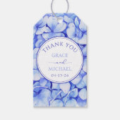 Elegant Blauw Hydrangea Bloem Bruiloft Dank u Cadeaulabel (Voorkant)