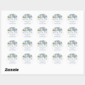 Elegant Blauw Hydrangea Bloemen Bruiloft Dank u Ronde Sticker (Vel)