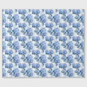 Elegant Blauw Hydrangea Bloemen Patroon Cadeaupapier (Vlak)