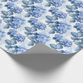 Elegant Blauw Hydrangea Bloemen Patroon Cadeaupapier (Hoek)