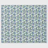 Elegant Blauw Hydrangea Bloemen Patroon Cadeaupapier (Vlak)